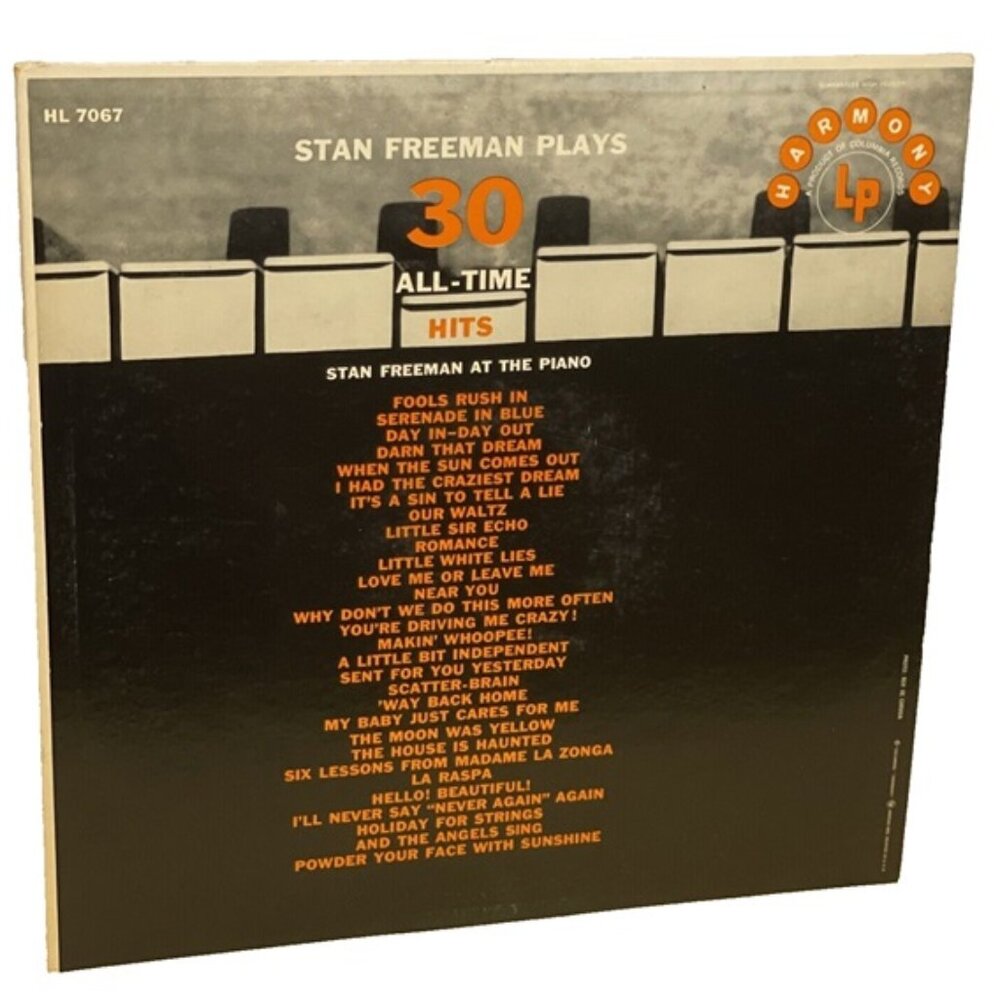 Stan Freeman Plays 30 All-Time HIts (Vinyl, 1957) Harmony HL 7067 Good+ LP